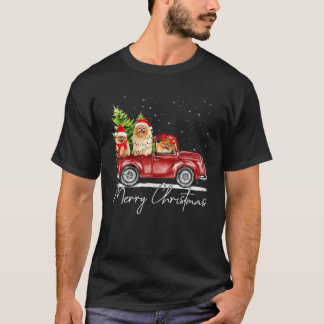 Merry Christmas Pomeranian Santa Red Truck Xmas Re T-Shirt