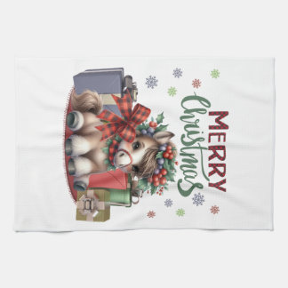 Merry Christmas Pony Tea Towel