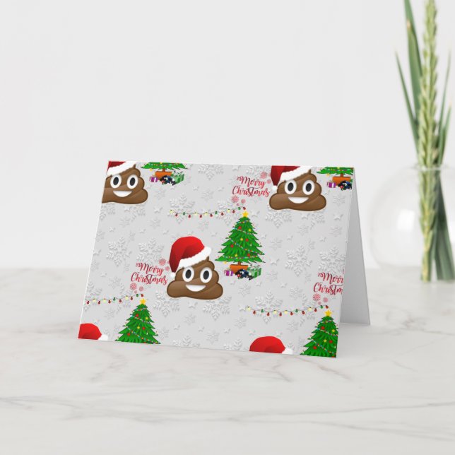 merry christmas poo emoji holiday card (Front)