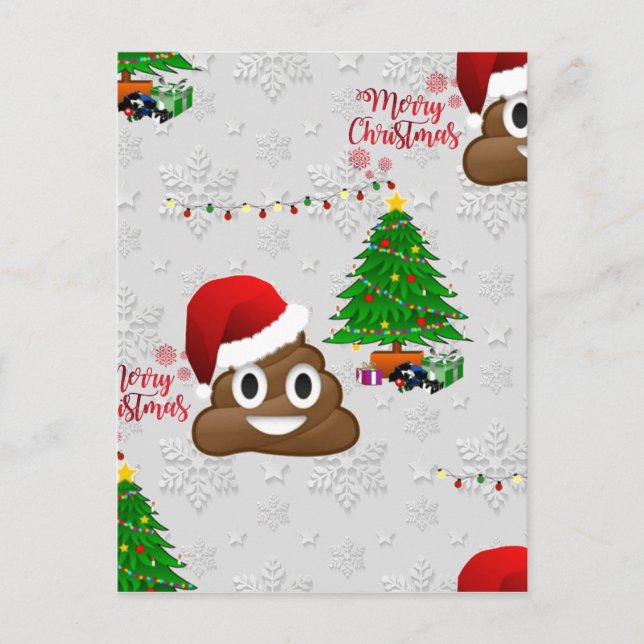 merry christmas poo emoji holiday postcard (Front)