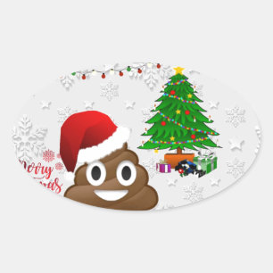 merry christmas poo emoji oval sticker
