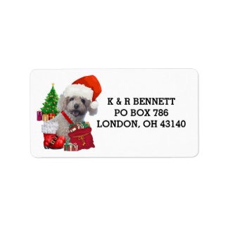 Merry Christmas Poodle Address Labels