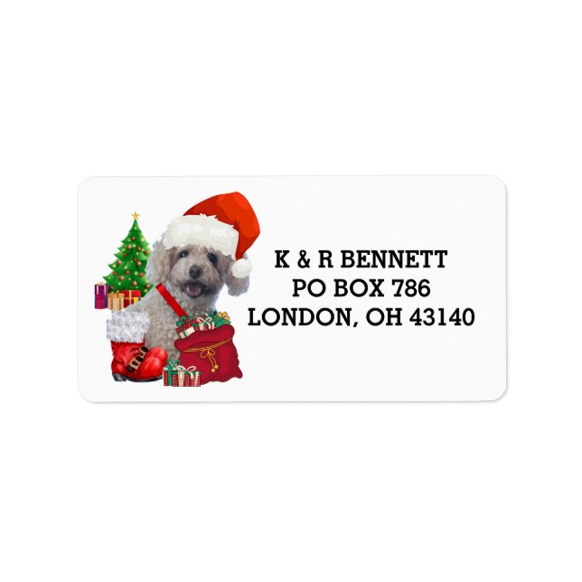 Merry Christmas Poodle Address Labels (Front)