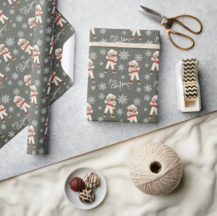 Merry Christmas Poodle Dog Holiday Wrapping Paper