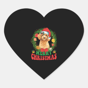 Merry Christmas Poodle Santa Hat Dog Lover Ugly Sw Heart Sticker