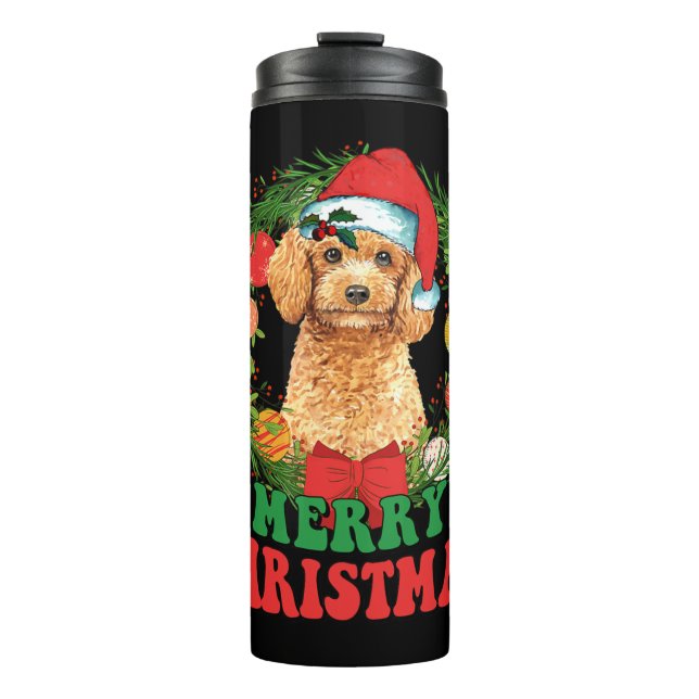 Merry Christmas Poodle Santa Hat Dog Lover Ugly Sw Thermal Tumbler (Front)