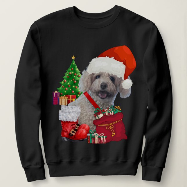 Merry Christmas Poodle Sweatshirt (Design Front)