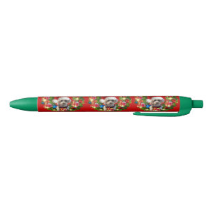 Merry Christmas Poodle Wreath Writers Pen