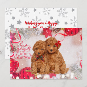 Merry Christmas Poodles Personalised Holiday Card