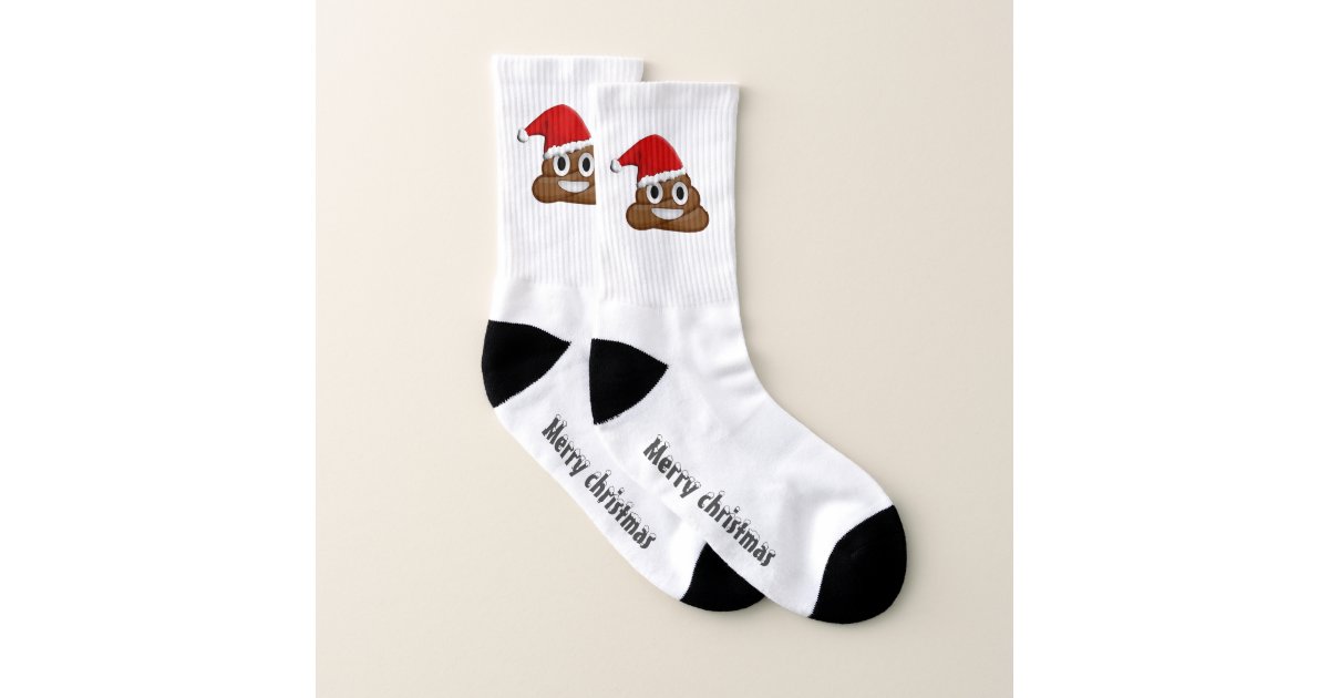 Merry Christmas poop emoji Socks Zazzle