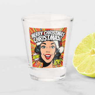 Merry Christmas Pop Art Shot Glass