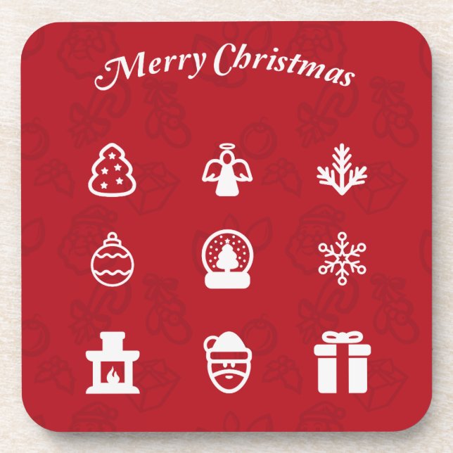 Merry Christmas Popular Icons set Coaster (Front)