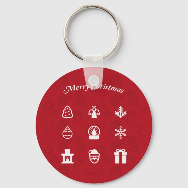 Merry Christmas Popular Icons set Key Ring (Front)