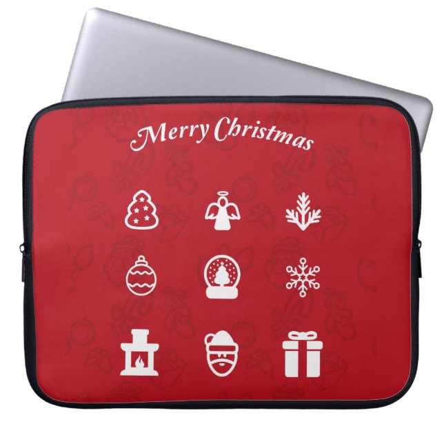 Merry Christmas Popular Icons set Laptop Sleeve (Front)