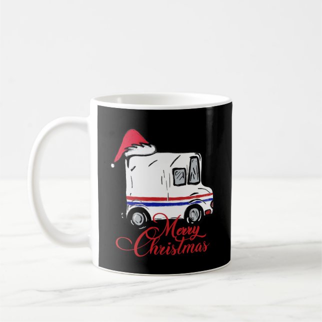 Merry Christmas Postal Truck Mail Carrier Gift San Coffee Mug (Left)