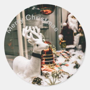 Merry Christmas postcard Classic Round Sticker