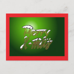 Merry Christmas Postcard Green Big