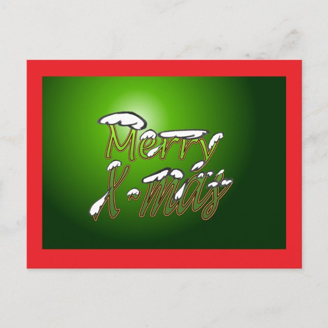 Merry Christmas Postcard Green Big (Front)