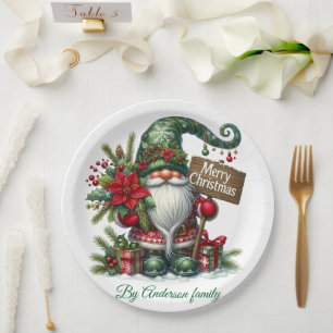 Merry Christmas Postcard Paper Plate