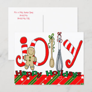 Merry Christmas Postcards Joy Gingerbread
