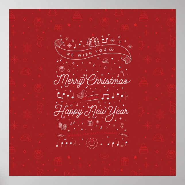 Merry Christmas Poster 24x24 / Red (Front)