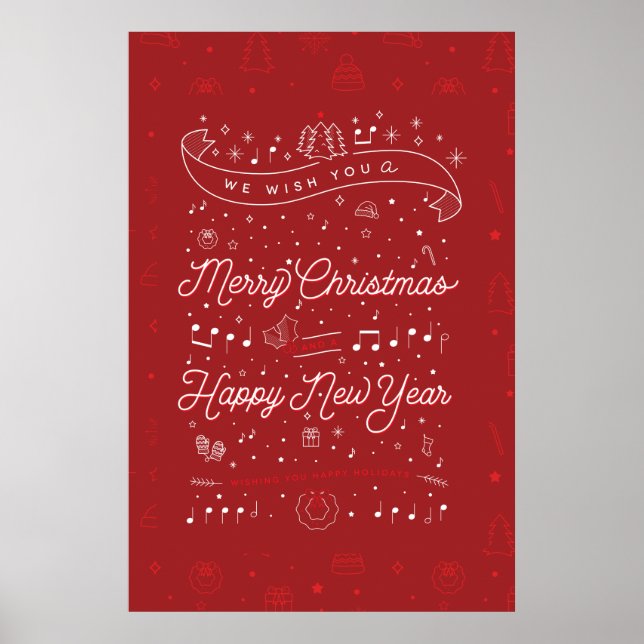 Merry Christmas Poster 24x36 / Black (Front)
