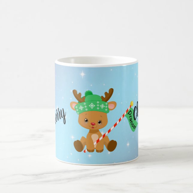Merry Christmas Prancer Reindeer   Coffee Mug (Center)