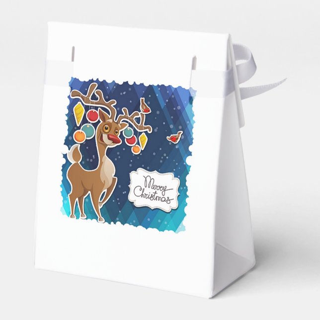 Merry Christmas Prancing Reindeer Favour Box (Back Side)