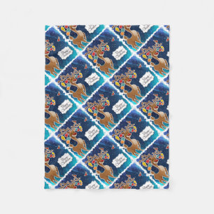 Merry Christmas Prancing Reindeer Fleece Blanket