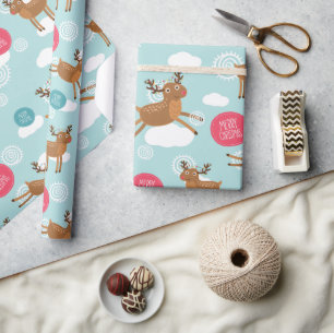 Merry Christmas Prancing Reindeer Wrapping Paper