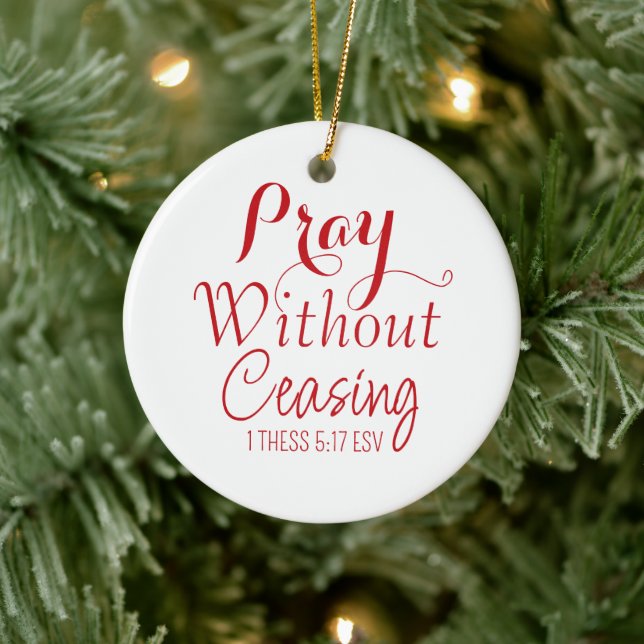 Merry Christmas Prayer Bible Verse Red and White Ceramic Tree Decoration (Tree)