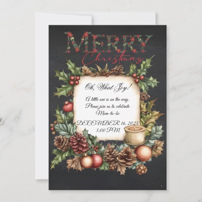 Merry Christmas Pregnancy Announcement Chalkboard  (Front)