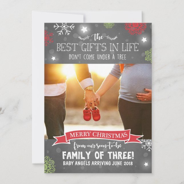 Merry Christmas pregnancy announcement Rustic (Front)