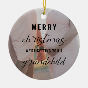 merry Christmas pregnancy/baby announcement photo Ceramic Tree Decoration