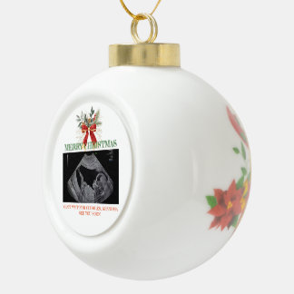 Merry Christmas Pregnancy Ultrasound Photo Grandma Ceramic Ball Christmas Ornament