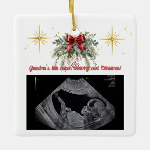 Merry Christmas Pregnancy Ultrasound Photo Grandma Ceramic Ornament