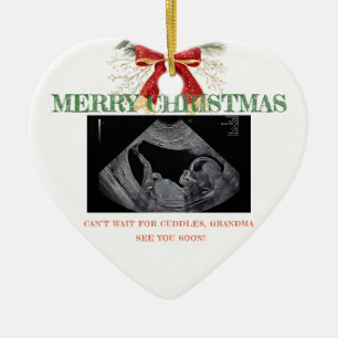 Merry Christmas Pregnancy Ultrasound Photo Grandma Ceramic Tree Decoration