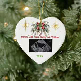 Merry Christmas Pregnancy Ultrasound Photo Grandma Ceramic Tree Decoration