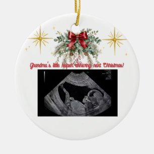 Merry Christmas Pregnancy Ultrasound Photo Grandma Ceramic Tree Decoration