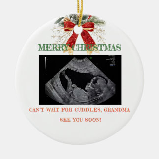 Merry Christmas Pregnancy Ultrasound Photo Grandma Ceramic Tree Decoration