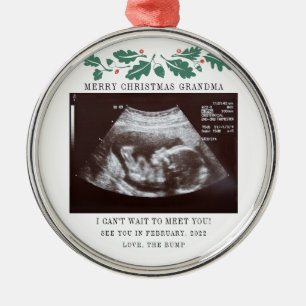 Merry Christmas Pregnancy Ultrasound Photo Grandma Metal Tree Decoration