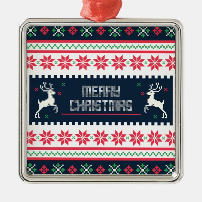 Merry Christmas Premiun Square Ornament (Front)