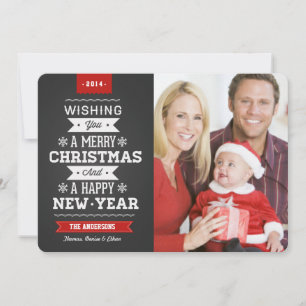 Merry Christmas Preppy Chalkboard 2014 Photo Card