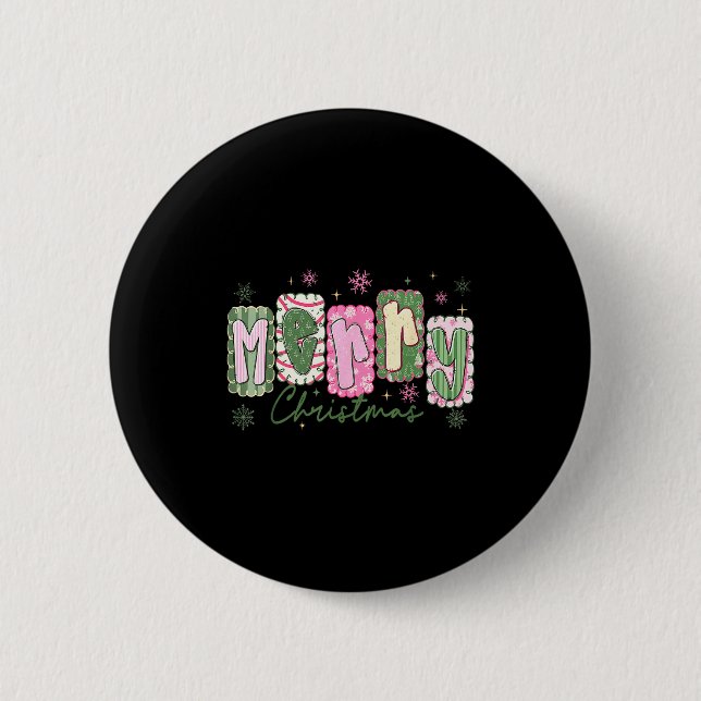 Merry Christmas Preppy Girly Girl Women Kids Xmas  6 Cm Round Badge (Front)