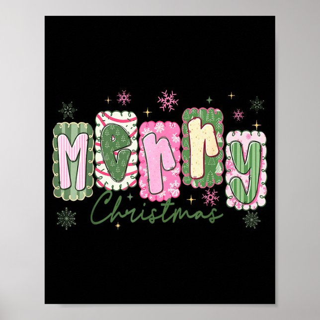 Merry Christmas Preppy Girly Girl Women Kids Xmas  Poster (Front)