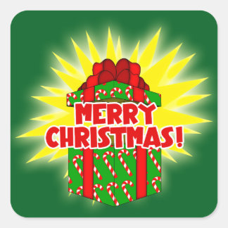 Merry Christmas Present Screwball Graphics Holiday Square Sticker