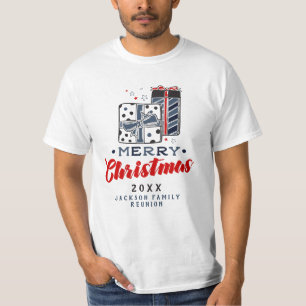 Merry Christmas Presents Custom Text Red Blue T-Sh T-Shirt