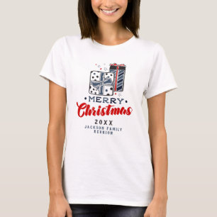 Merry Christmas Presents Custom Text Red Blue T-Shirt
