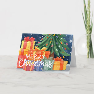 Merry Christmas Presents Folded Holiday Card