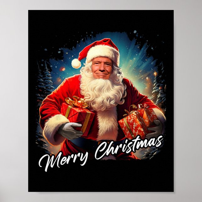 Merry Christmas – President Trump Santa Funny Grap Poster (Front)